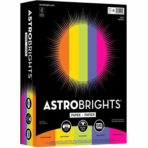 Wausau Papers  Astro Paper, 24 Lb, 8-1/2"x11", 500 Sheets, Happy AST