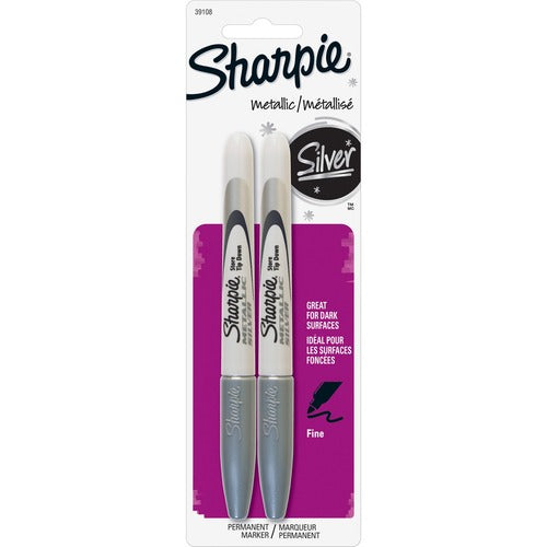 Newell Brands  Sharpie, Permanent, Fine Point, 2/PK, Metallic Silver