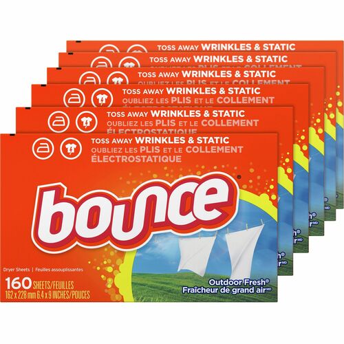 Procter & Gamble Commercial  Bounce Dryer Sheets, 160/Box, 6/CT, Outdoor Fresh