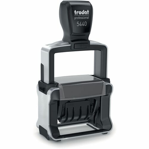 Trodat USA  Five-In-One Date Stamp, 4 Phrases, 1-1/2"x2", Blue/Red