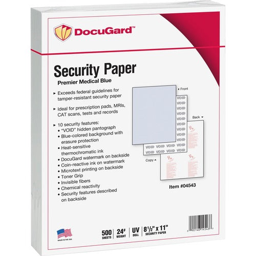Docugard  Medical Paper,Premier,10Sec.Features,8-1/2"x11",500/RM,Blue