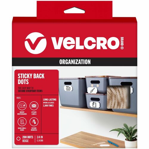 Velcro Industries  Sticky Back Coins, Round, 3/4", 200/BX, Beige