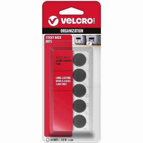 Velcro Industries  Hook And Loop Tape Roll, Sticky Back, 2/8" D, 15/PK, Black