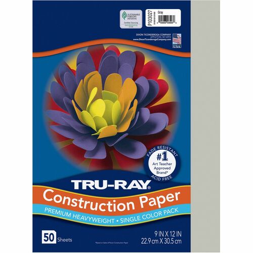 Pacon  Construction Paper, 76lb., 9"x12", 50/PK, Gray