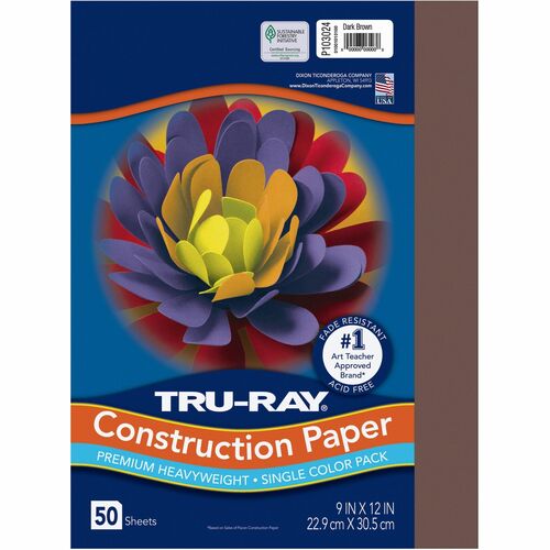 Pacon  Construction Paper, 76lb., 9"x12", 50/PK, Dark Brown