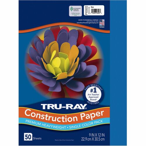 Pacon  Construction Paper, 76lb., 9"x12", 50/PK, Blue