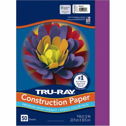 Pacon  Construction Paper, 76lb., 9"x12", 50/PK, Magenta