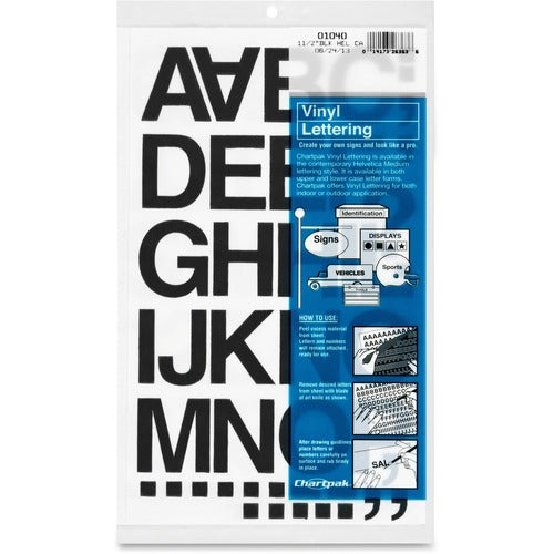 Chartpak  Numbers/Letters, Vinyl, 1-1/2", BK