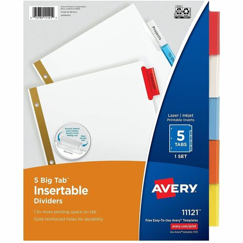 Avery  Insertable Dividers,11"x8-1/2",5-Tab, Multi Tab/WE Paper