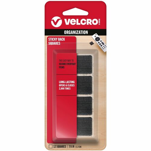 Velcro Industries  Sticky Back Squares, 7/8" Size, Black