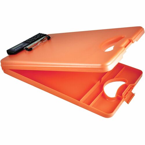 Saunders  Storage Clipboard w/Calculator, 1/2" Cap, Orange
