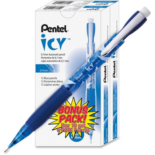 Pentel  Automatic Pencils, .7mm, Refillable, 24/PK, Blue