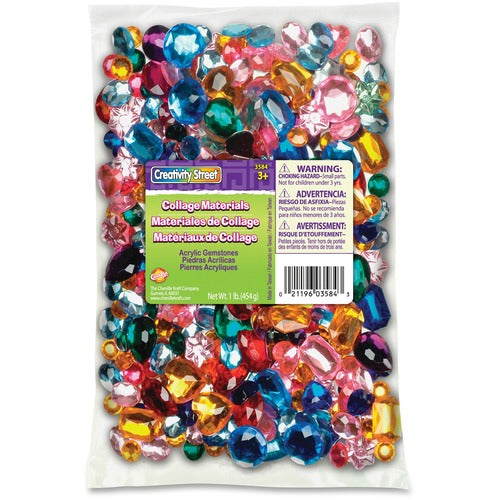Pacon  Gems, Acrylic, Assorted Shapes/Sizes, 1 lb, AST