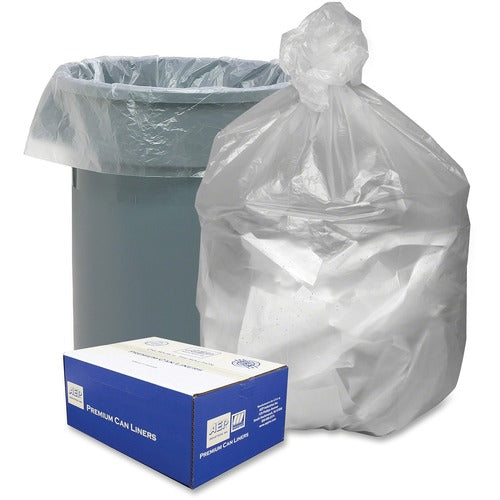Webster  Waste Can Liners, 56Gal, 43"x46", 14mic, 200/CT, Natural
