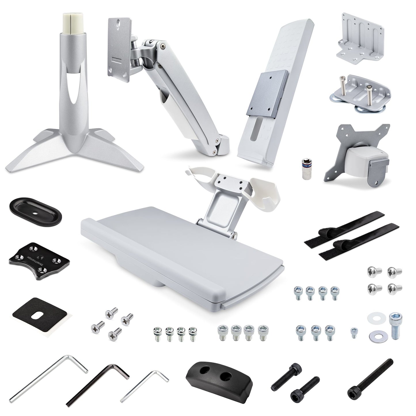 StarTech.com Sit-Stand Monitor Arm with Keyboard/Mouse Tray - Adjustable Desk Mount Sit-Stand Workstation Arm for Single 27" VESA Display - Ergonomic Articulating Standing Desk Converter