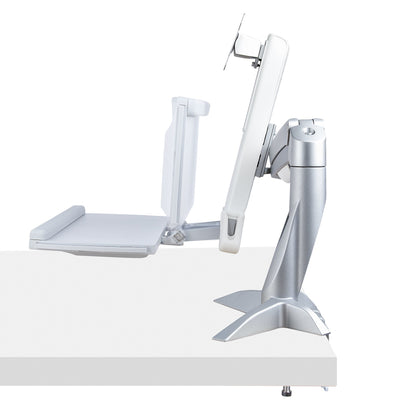 StarTech.com Sit-Stand Monitor Arm with Keyboard/Mouse Tray - Adjustable Desk Mount Sit-Stand Workstation Arm for Single 27" VESA Display - Ergonomic Articulating Standing Desk Converter
