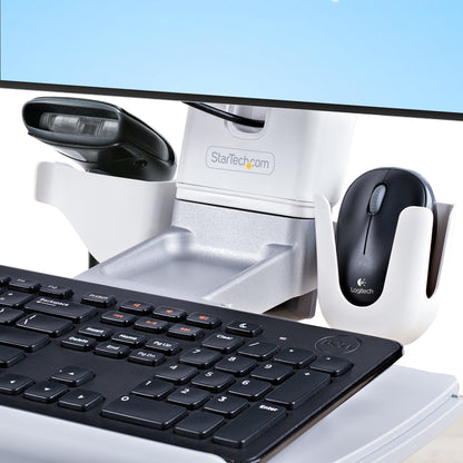 StarTech.com Wall Mount Workstation, Full Motion Sit Stand Desk w/ Height Adjustable VESA Monitor Arm & Keyboard Tray, Ergonomic Wall Mounted Computer Workstation, Single 27"/32" Display