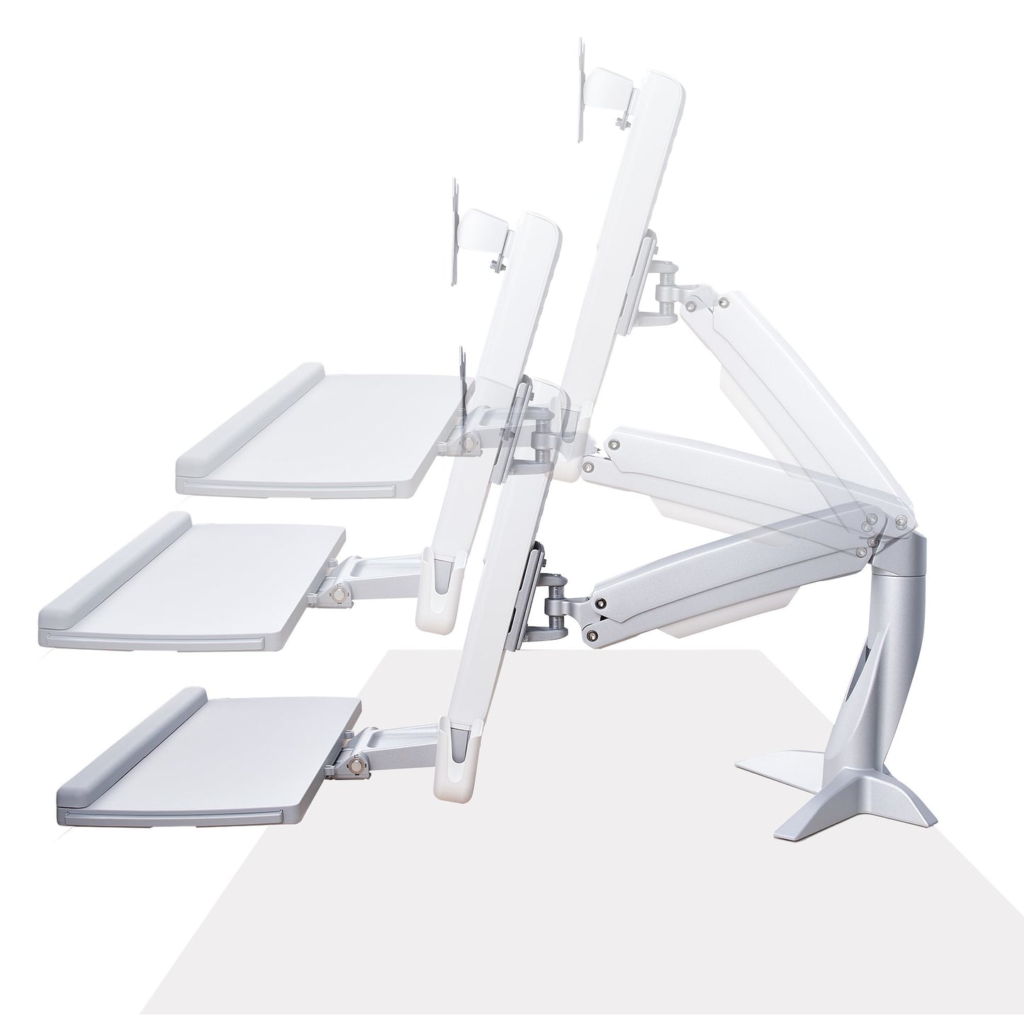 StarTech.com Sit-Stand Monitor Arm with Keyboard/Mouse Tray - Adjustable Desk Mount Sit-Stand Workstation Arm for Single 27" VESA Display - Ergonomic Articulating Standing Desk Converter