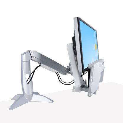 StarTech.com Sit-Stand Monitor Arm with Keyboard/Mouse Tray - Adjustable Desk Mount Sit-Stand Workstation Arm for Single 27" VESA Display - Ergonomic Articulating Standing Desk Converter