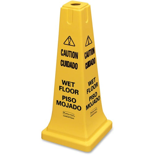 Rubbermaid Commercial Products  Safety Cone,Wet Floor,Bilingual,10-1/2"x10-1/2"x25-3/4",YW