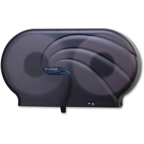 San Jamar  9" Twin Roll Bath Tissue Dispenser, 12"x19"x5-1/4", Black