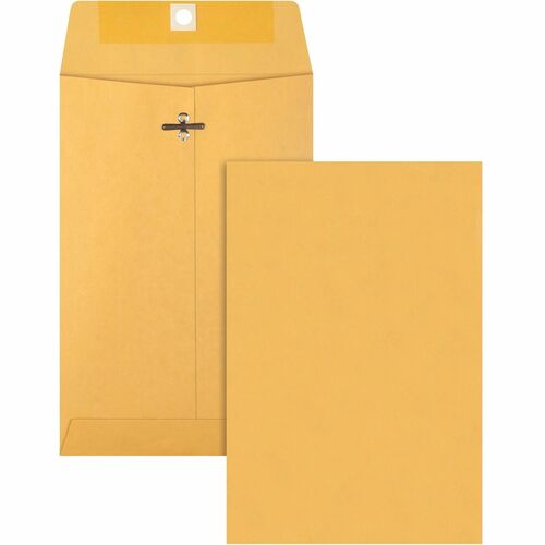 Business Source  Clasp Envelopes, 28 lb., 6"x9", 100/BX, Brown Kraft