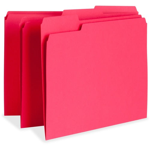 Business Source  File Folder,1-Ply,1/3 Cut Assorted Tabs,Letter,100/BX,RD