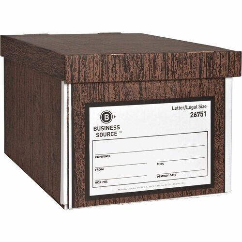 Business Source  Storage Boxes, w/Lid, Ltr/Lgl,650 lb, 10"x12"x15" 12/CT, WN