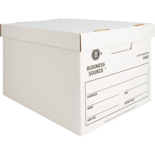 Business Source  Storage Boxes, Ltr/Legal, 400 lb, 12"x15"x10", 12/CT, White