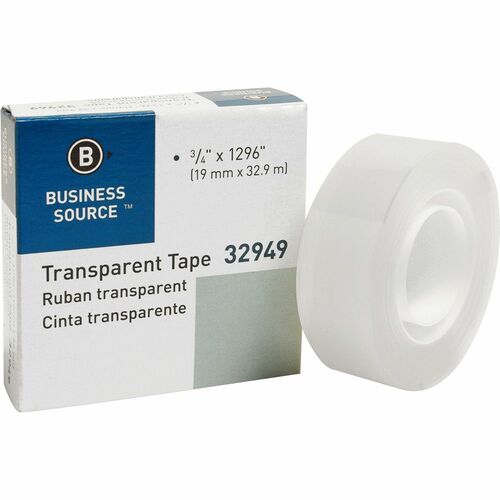 Business Source  Transparent Tape, 1" Core, 3/4"x1296", Clear