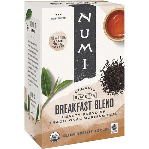 Numi Organic Tea  Black Tea, Organic, Breakfast Blend, 18 Bags/BX