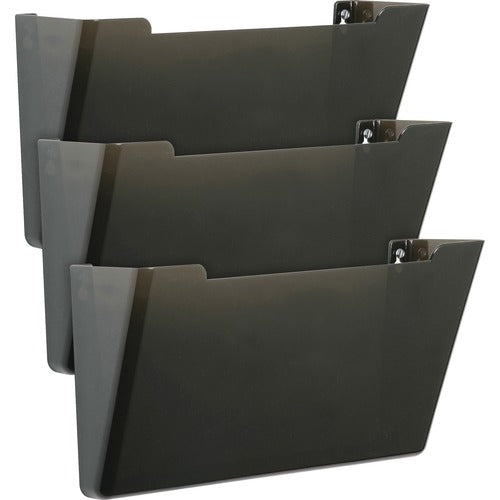 SKILCRAFT  Wall Hanging File, Vertical, 13-1/4"x4"x14-7/8", 3/PK, Smoke