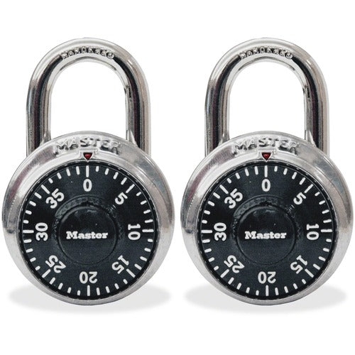Master Lock Company  Combination Padlock, 1-7/8" W, 2/PK, Black/Silver