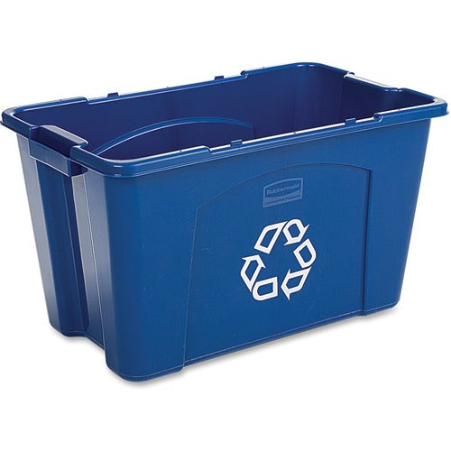 Rubbermaid Commercial Products  Recycle Bin, Stacking, Poly, Rectangular, 18 Gal, Blue