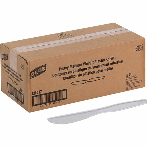 Dixie Foods  Knives, Plastic, Medium-Weight, 7"L 1000/CT, White-DXEKM217