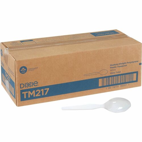 Dixie Foods  Teaspoons, Plastic, Medium-Weight, 5-7/8"L,1000/CT, White-DXETM217
