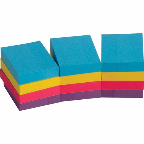 Business Source  Adhesive Notes,1-1/2"x2",100 Sh/PD,12PD/PK,Assorted Extreme