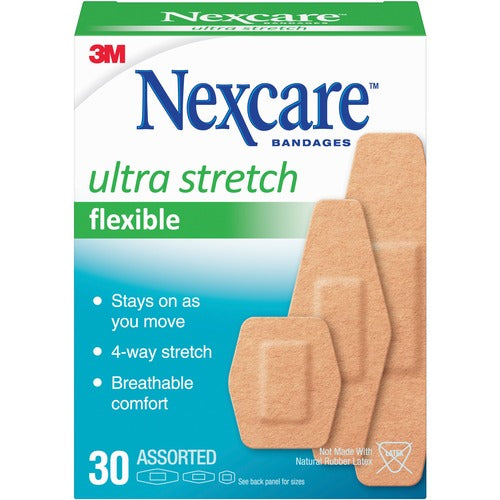 3M  Nexcare Soft-N-Flex Bandages, Ast, 30/BX, TN