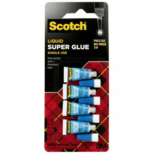 3M  Super Glue, Single Use, Pointed Tip, .07oz., 4/PK, Clear