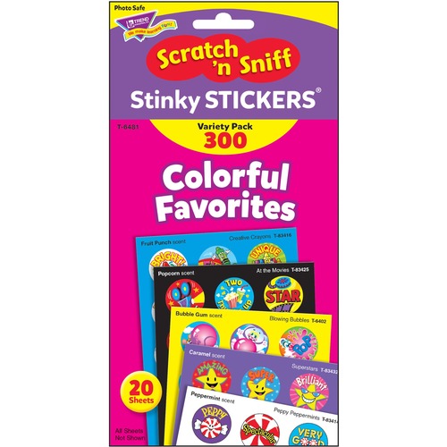 Trend Enterprises  Colorful Favorites VP, Scratch N' Sniff, 300 Stickers, Multi