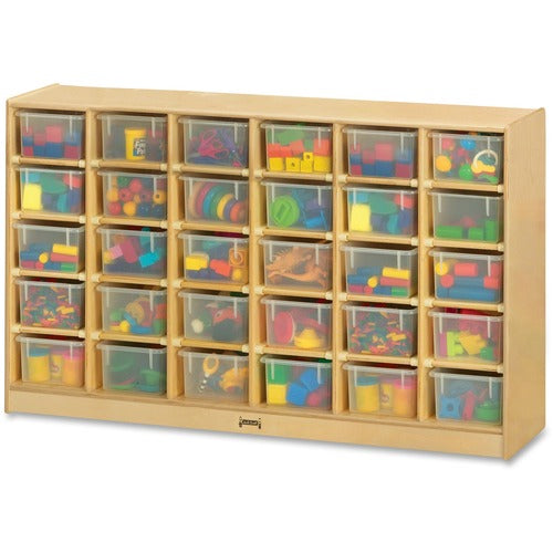 Jonti-Craft, Inc.  Cubbie Storage Unit,w/30 Bins,35.5"x57.5"x15",Clear Trays