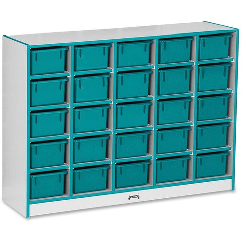 Jonti-Craft, Inc.  Cubbie Storage Unit,w/25 Bins,29.5"x48"x15",Teal Edge/Trays