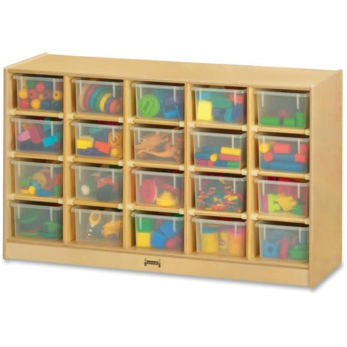 Jonti-Craft, Inc.  Mobile Cubbie Storage Unit,20 Bin,29.5"x48"x15",Clear Trays