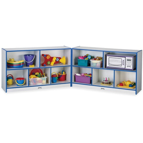 Jonti-Craft, Inc.  Mobile Fold-n-Lock Storage,29-1/2"x96"x15",Gray/BE Edge