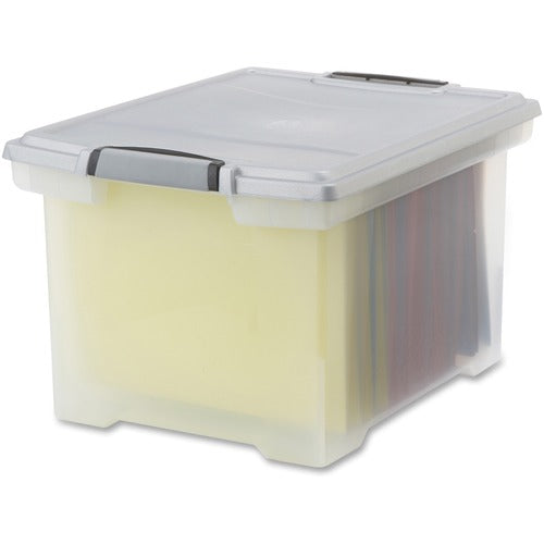 Storex Industries Corporation  Portable File Tote,w/Locking Handle,LTR/LGL, Clear