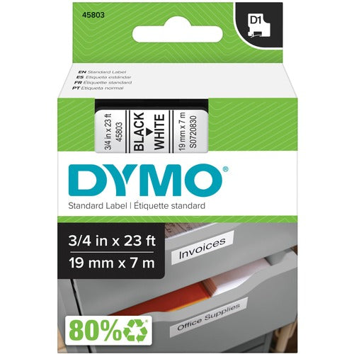 Dymo  DYMO D1 Electronic Tape, 3/4"x23' Size, Black/White-DYM45803