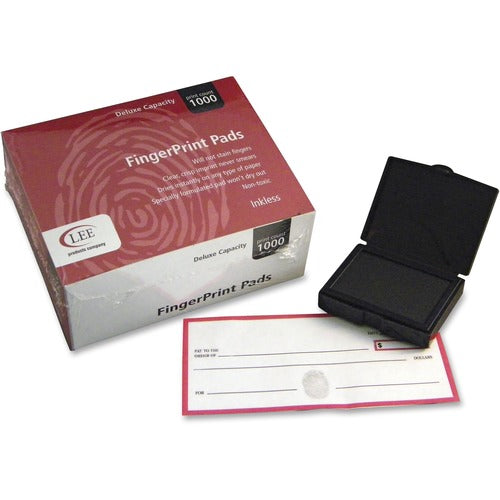 Lee  Inkless FingerPrint Pad, 1-3/4"x2-1/4", 1 DZ, Black