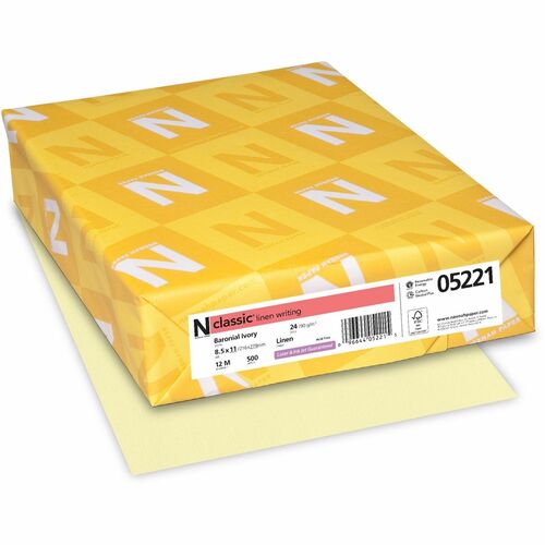 Neenah Paper Inc  Classic Linen Writing Paper, 24lb, 8-1/2"x11", 500/RM, Ivory