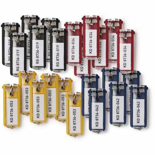 Durable Office Products  Key Tags, w/Blank Label Inserts, 24/PK, Assorted