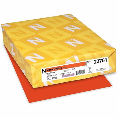 Wausau Papers  Cardstock, 65 lb, 8-1/2"x11", 250/PK, Orange